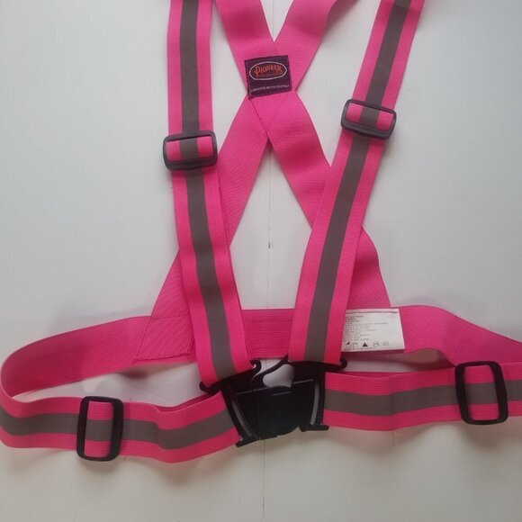 Safety Workbelt HI Viz Suspenders Reflective One Size Adjustable Pink with Grey - Picture 5 of 7